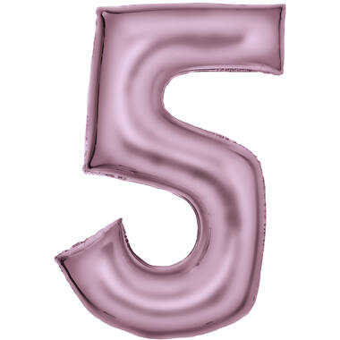 Large Number Silk Lustre 5 Pastel Pink Foil Balloon N34 Packaged 34IN 89 cm x 55 cm