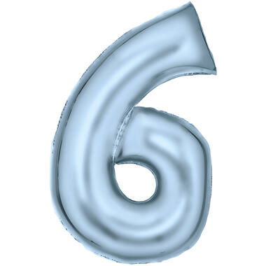 Large Number Silk Lustre 6 Pastel Blue Foil Balloon N34 Packaged 34IN 92 cm x 55 cm