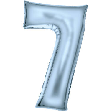 Large Number Silk Lustre 7 Pastel Blue Foil Balloon N34 Packaged 34IN 88 cm x 53 cm