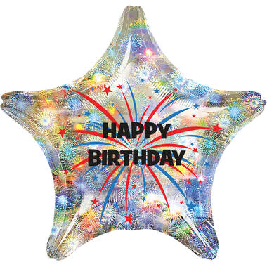Standard Star HBD Silver Foil Balloon C55 Packaged 48 cm