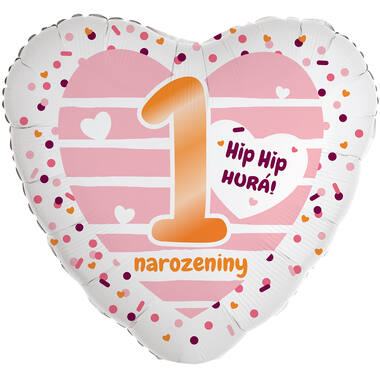 Standard Heart - Hip Hip Hura pink- CZE Foil Balloon RP40 Packaged 45 cm