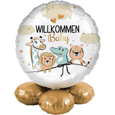 Balloon Bouquet - Willkommen Baby - GER Foil Balloon RP40 Packaged 45 cm
