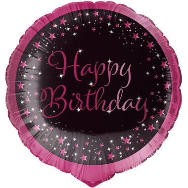 Standard Holographic Starlight Birthday Pink Happy Birthday Foil Balloon C55 Packaged 45cm