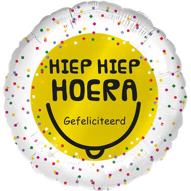 Standard - Hiep Hiep Hoera Gefeliciteerd - DUT Foil Balloon Packaged 45 cm