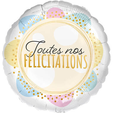 Standard - Joutes nos Felicitations - FRE Foil Balloon Packaged 45 cm