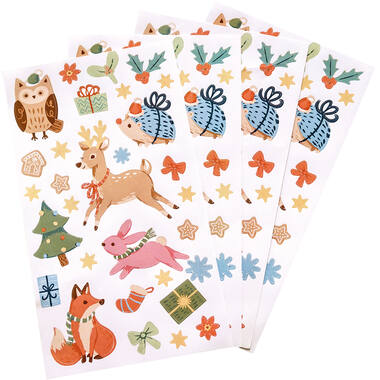 4 Winter Woodland Sticker Sheets 4 x 17,5 cm x 10 cm
