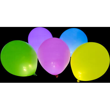 5 Latex Balloons LED assorted 27.5 cm / 11"