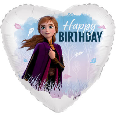 Foil Balloon - Heart Shape - Frozen Anna "Happy BIRTHDAY" - 45 cm