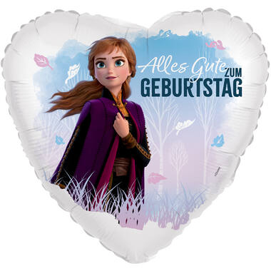 Foil Balloon - Shape - Heart - Frozen Anna "Alles Gute Zum Geburtstag" - 45 cm