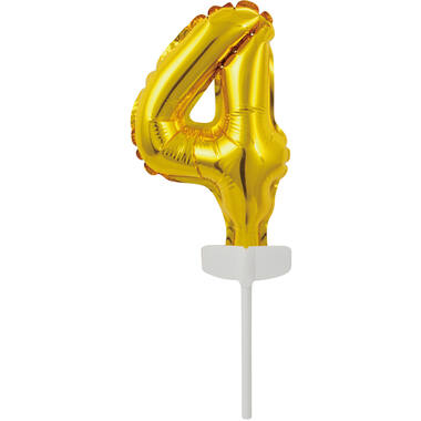 Micro Size Number 4 Gold Foil Balloon N6 Packaged 11 cm x 8 cm