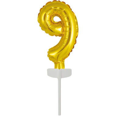 Micro Size Number 9 Gold Foil Balloon N6 Packaged 11 cm x 7 cm