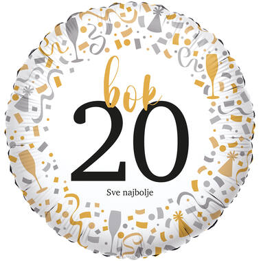 Foil Balloon - hello 20 Sve najbolje - Croatian - 45 cm
