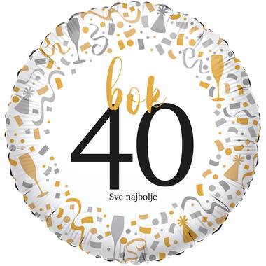 Foil Balloon - hello 40 Sve najbolje - Croatian - 45 cm