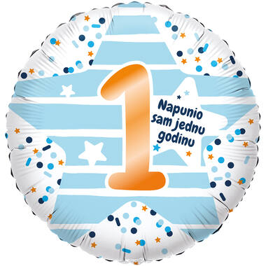 Foil Balloon - "1 Napunio sam jednu godinu" - Croatian - 45 cm