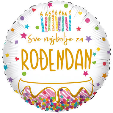Foil Balloon - Heart Shape - "Sve najbolje za ROĐENDAN" - Croatian - 45 cm