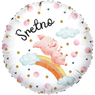 Foil Balloon - Porc "Sretno" - Croatian - 45 cm