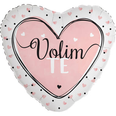 Foil Balloon - Heart Shape - "Volim TE" - Pink - Croatian - 45 cm