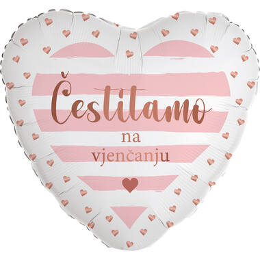 Foil Balloon - Heart Shape - "Čestitamo na vjenčanju" - Croatian - 45 cm
