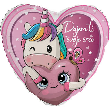 Foil Balloon - Heart Shape - "Dajem ti svoje srce" - Croatian - 45 cm