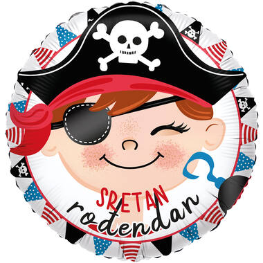 Foil Balloon - Pirate/Pirat "SRETAN rođendan" - Croatian - 45 cm