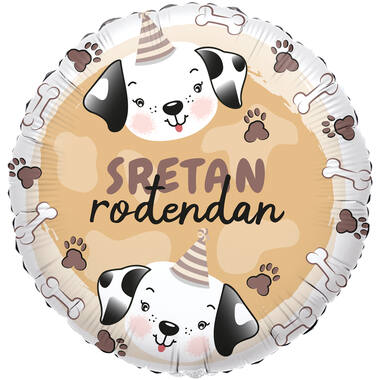 Foil Balloon - Puppies/Pas "SRETAN rođendan" - Croatian - 45 cm