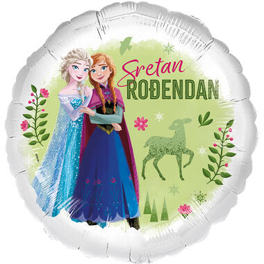 Foil Balloon - Anna & Elsa "Sretan ROĐENDAN" - Croatian - 45 cm