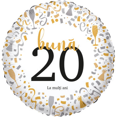 Foil Balloon - "bună 20 La mulți ani" - Romanian - 45 cm