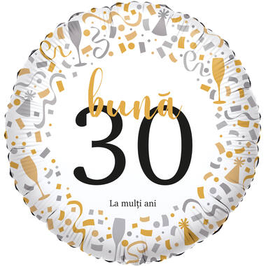 Foil Balloon - "bună 30 La mulți ani" - Romanian - 45 cm