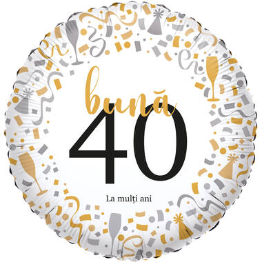 Foil Balloon - "bună 40 La mulți ani" - Romanian - 45 cm