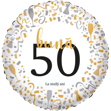 Foil Balloon - "bună 50 La mulți ani" - Romanian - 45 cm