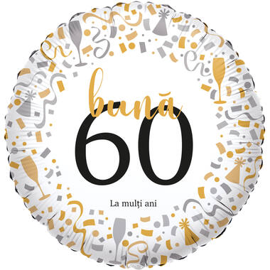 Foil Balloon - "bună 60 La mulți ani" - Romanian - 45 cm