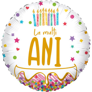 Foil Balloon - Birthday Candles "La mulți ANI" - Romanian - 45 cm