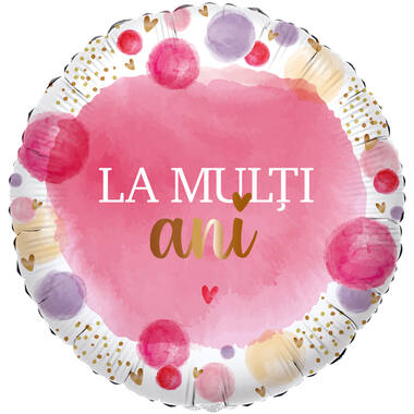 Foil Balloon - "LA MULȚI ani" - Pink - Romanian - 45 cm