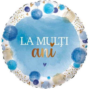 Foil Balloon - "LA MULȚI ani" - Blue - Romanian - 45 cm