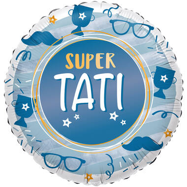 Foil Balloon - "SUPER TATI" - Romanian - Blue - 45 cm