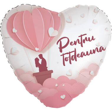 Foil Balloon - Heart Shape - "Pentru Totdeauna" - Romanian - 45 cm