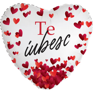 Foil Balloon - Heart Shape - "TE iubesc" - Romanian - 45 cm