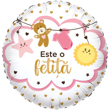 Foil Balloon - "Este o fetiță" - Romanian - 45 cm