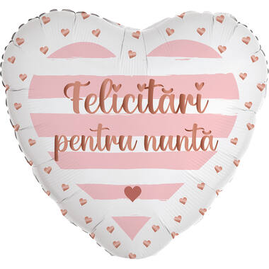 Foil Balloon - Heart Shape - "Felicitări pentru nuntă" - Romanian - 45 cm