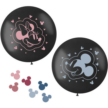 Confetti Latex Balloon - Mickey&Minnie - Gender Reveal - 48 cm - Black