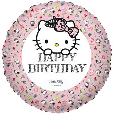 Foil balloon - Hello Kitty - Paris - HAPPY BIRTHDAY - 45 cm