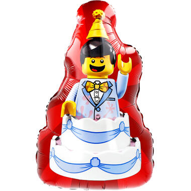 Large Shape - LEGO Geburtstagskuchen - Folienballon H45 verpackt 