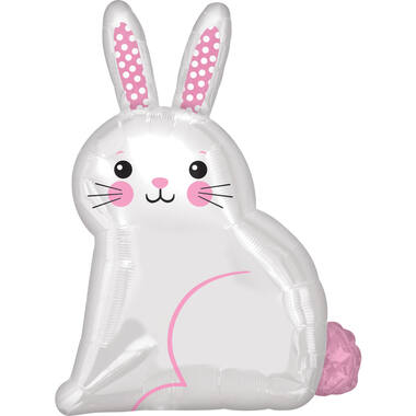 Junior Shape White Satin Bunny Foil Balloon S50 packaged 40 cm x 55 cm