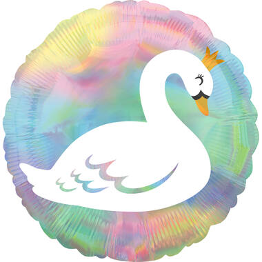 Standard Iridescent Pastel Swan Foil Balloon S55 Packaged 43 cm