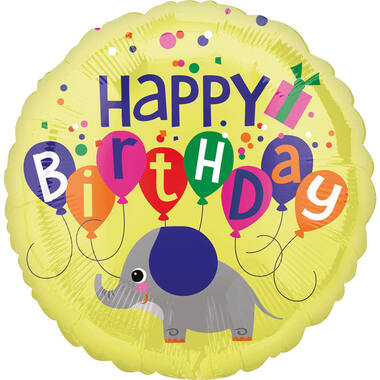 Standard Elephant Birthday Foil Balloon S40 Packaged 43 cm