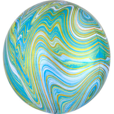 Orbz Marblez Blue Green Foil Balloo