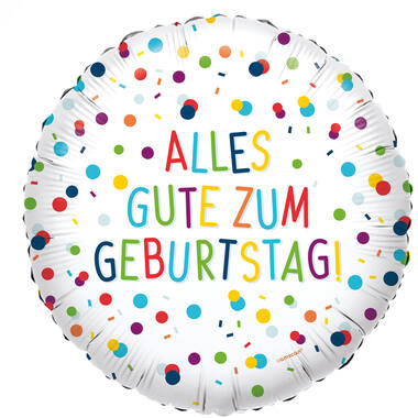Foil Balloon - "ALLES GUT ZUM GEBURTSTAG!" - Confetti - 45 cm
