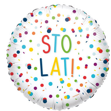 Foil Balloon - "STO LAT!" - Confetti - 45 cm