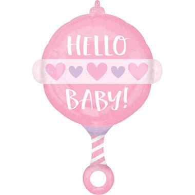Standard Shape Baby Girl Rattle Foil Balloon S50 Packaged 43 cm x 60 c