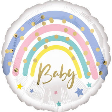Standard Pastel Rainbow Baby Foil Balloon S40 Packaged 43 cm